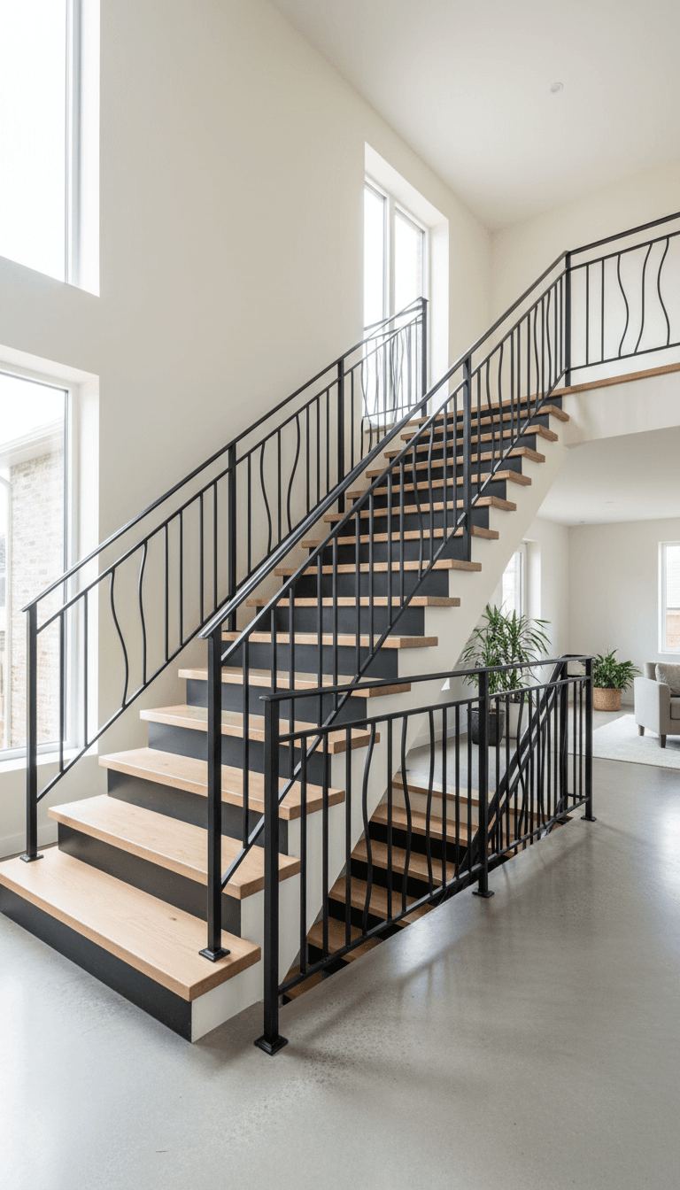 Curved handrail built for a stairway